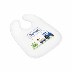 Lätzchen weiss Traktor blau