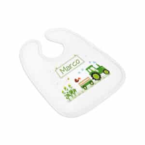 Lätzchen weiss Traktor grün