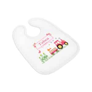 Lätzchen weiss Traktor pink