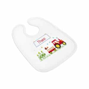 Lätzchen weiss Traktor rot