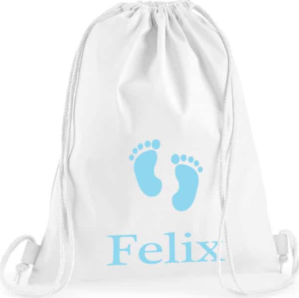 Turnbeutel Babyfuss blau