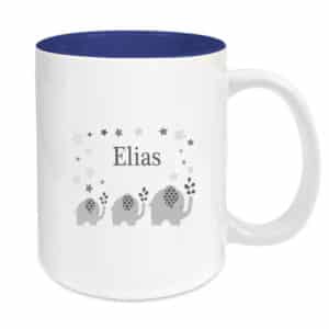 Tasse blau Elefant grau