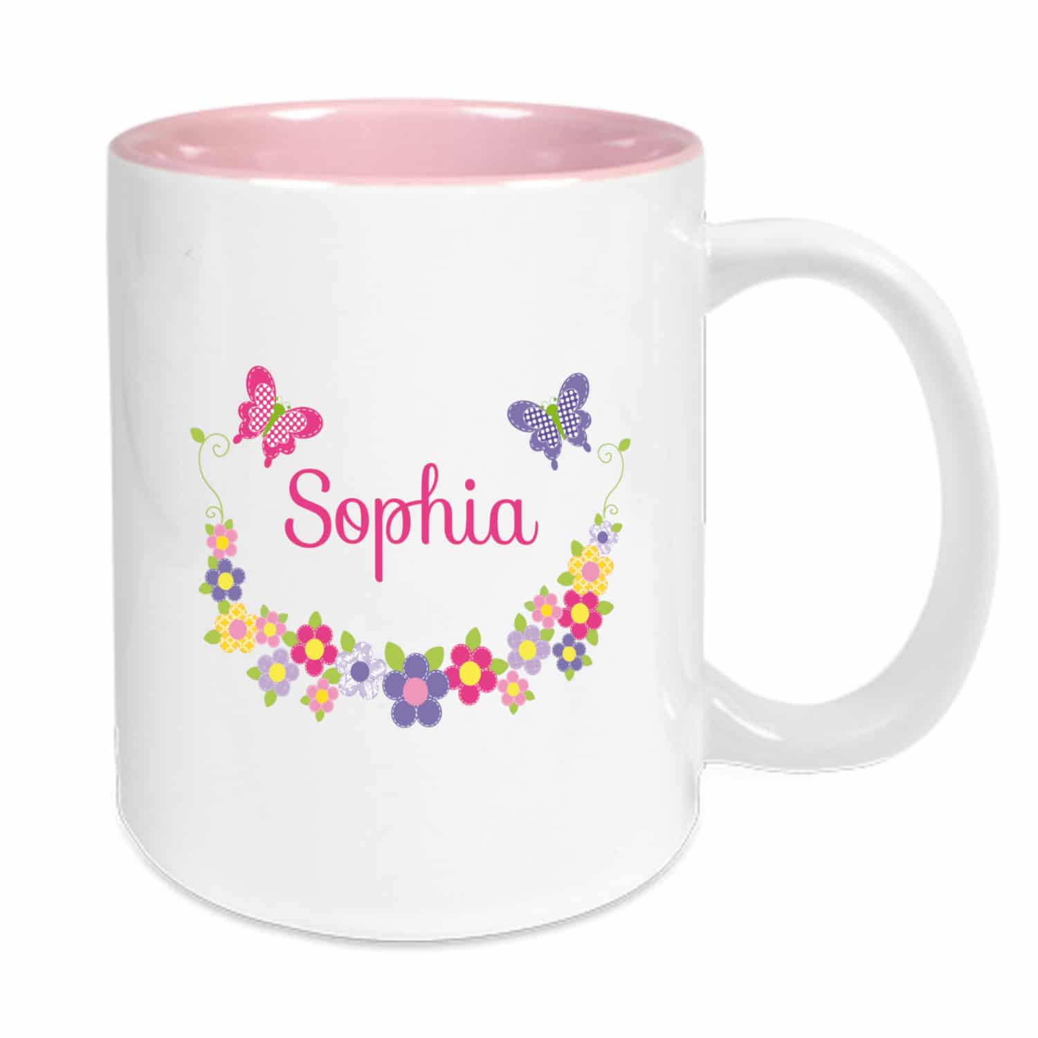 Tasse rosa Blumen&Schmetterlinge