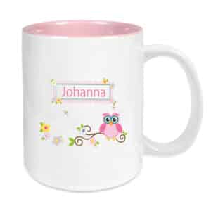 Tasse rosa Eule pink