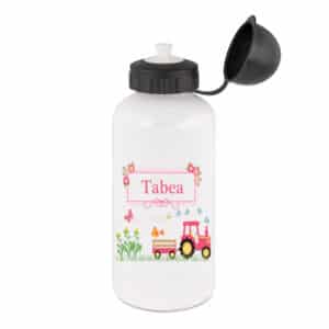 Aluminium Trinkflasche Traktor pink